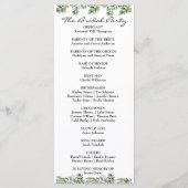 Elegant Waterverf Greenery Wedding Programmakaart (Achterkant)