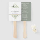 Elegant Waterverf Greenery Wedding Programme Handwaaier (Voorkant en achterkant)