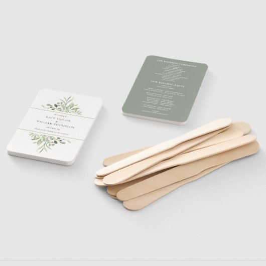 Elegant Waterverf Greenery Wedding Programme Handwaaier (Niet-gemonteerd)