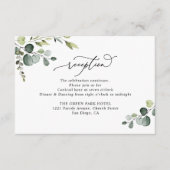 Elegant Waterverf Greenery Wedding Reception Informatiekaartje (Voorkant)