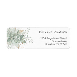 Elegant Waterverf Greenery Wedding Return Address Etiket