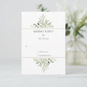 Elegant Waterverf Greenery Wedding RSVP Kaartje (Staand voorkant)