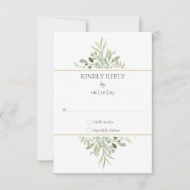Elegant Waterverf Greenery Wedding RSVP Kaartje