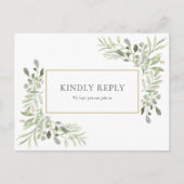 Elegant Waterverf Greenery Wedding RSVP Uitnodiging Briefkaart (Voorkant)