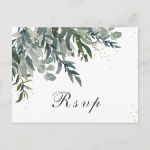 Elegant Waterverf Greenery Wedding RSVP Uitnodiging Briefkaart