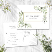 Elegant Waterverf Greenery Wedding RSVP Uitnodiging Briefkaart