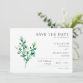 Elegant Waterverf Greenery Wedding Save The Date (Staand voorkant)