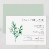 Elegant Waterverf Greenery Wedding Save The Date (Voorkant / Achterkant)