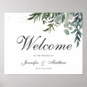 Elegant Waterverf Greenery Welcome Wedding Poster (Voorkant)