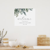 Elegant Waterverf Greenery Welcome Wedding Poster (Keuken)