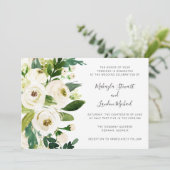Elegant Waterverf Greenery White Floral Wedding Kaart (Staand voorkant)