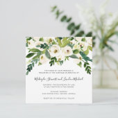 Elegant Waterverf Greenery White Floral Wedding Kaart (Staand voorkant)