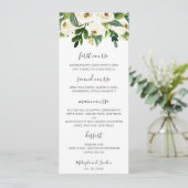 Elegant Waterverf Greenery White Floral Wedding Menu (Staand voorkant)