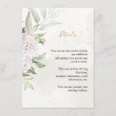 Elegant Waterverf Greenery White Flowers Wedding Informatiekaartje (Voorkant)