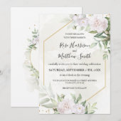 Elegant Waterverf Greenery White Flowers Wedding Kaart (Voorkant / Achterkant)