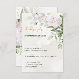 Elegant Waterverf Greenery White Flowers Wedding RSVP Kaartje