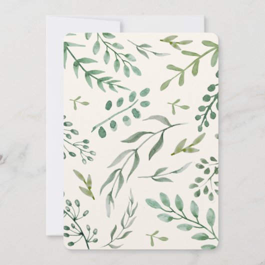 Elegant Waterverf Greenery Wreath Wedding Kaart (Achterkant)