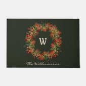 Elegant Waterverf Greenery Wreator Monogram Custom Deurmat (Voorkant)