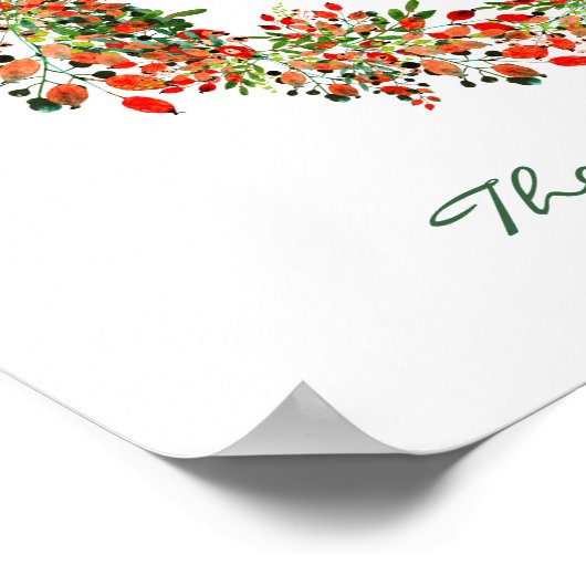 Elegant Waterverf Greenery Wreator Monogram Custom Poster (Hoek)