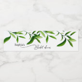 Elegant Waterverf Greennery laat Vrijgezellenfeest Waterfles Etiket (Enkel label)