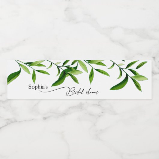 Elegant Waterverf Greennery laat Vrijgezellenfeest Waterfles Etiket (Enkel label)