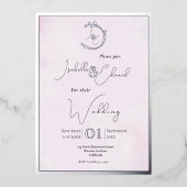 Elegant Waterverf Grey Lovevogels & Roze bruiloft Folie Uitnodiging (Voorkant)