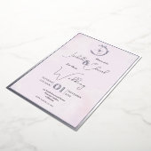 Elegant Waterverf Grey Lovevogels & Roze bruiloft Folie Uitnodiging (Gedraaid)