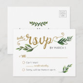Elegant Waterverf groen Briefkaart RSVP (Voorkant / Achterkant)