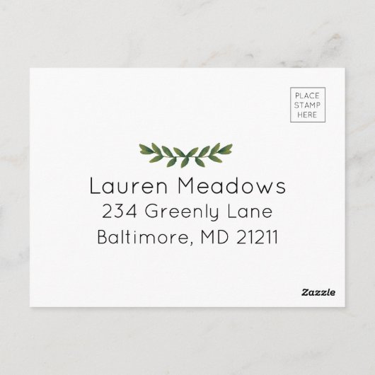 Elegant Waterverf groen Briefkaart RSVP (Achterkant)