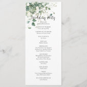 Elegant waterverf groen bruiloft programma programmakaart (Achterkant)