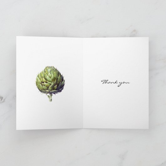 Elegant waterverf groen geverfd Artichoke Bedankkaart (Binnen)