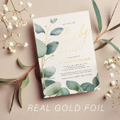 Elegant waterverf groen goud baby shower folie uitnodiging