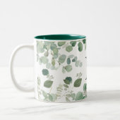 Elegant Waterverf groen monogram Tweekleurige Koffiemok (Links)