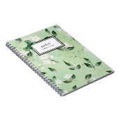 Elegant Waterverf groen wit bloemenpatroon Notitieboek (Rechterzijde)