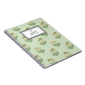 Elegant Waterverf groen wit bloemenpatroon Notitieboek (Rechterzijde)