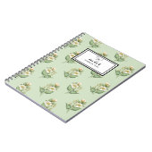 Elegant Waterverf groen wit bloemenpatroon Notitieboek (Linkerzijde)