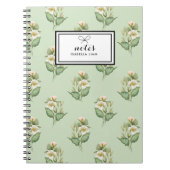 Elegant Waterverf groen wit bloemenpatroon Notitieboek (Voorkant)