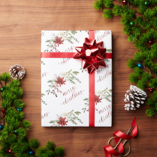 Elegant Waterverf Groene Bessen Kerstmis Cadeaupapier