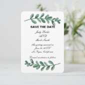 Elegant Waterverf groene bladeren sparen de Kaart  (Staand voorkant)