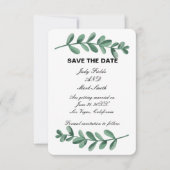 Elegant Waterverf groene bladeren sparen de Kaart  (Voorkant)