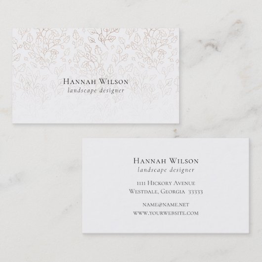 Elegant Waterverf handgeschreven patroon Visitekaartje (Voorkant / Achterkant)