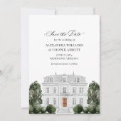 Elegant Waterverf herenhuis Save the Date Kaart (Voorkant)