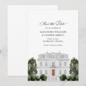 Elegant Waterverf herenhuis Save the Date Kaart (Voorkant / Achterkant)