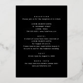 Elegant waterverf herfst floral gold black bruilof folie uitnodiging (Achterkant)