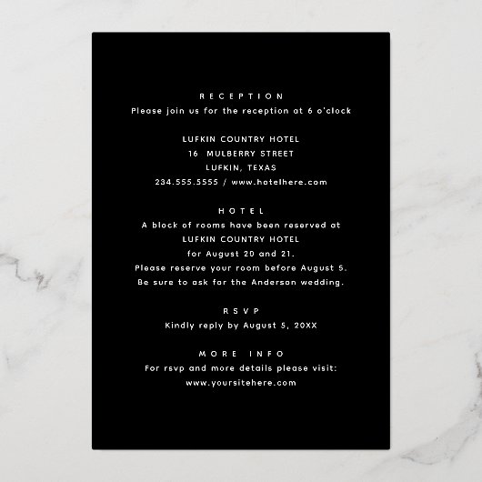 Elegant waterverf herfst floral gold black bruilof folie uitnodiging (Achterkant)