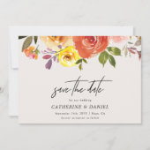 Elegant Waterverf herfst Floral Script Wedding Save The Date (Voorkant)