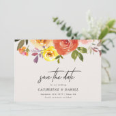 Elegant Waterverf herfst Floral Script Wedding Save The Date (Staand voorkant)
