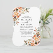 Elegant Waterverf herfst Floral Wedding Kaart (Staand voorkant)