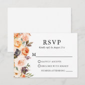 Elegant Waterverf herfst Floral Wedding RSVP Kaartje (Voorkant / Achterkant)