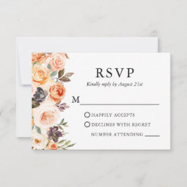Elegant Waterverf herfst Floral Wedding RSVP Kaartje